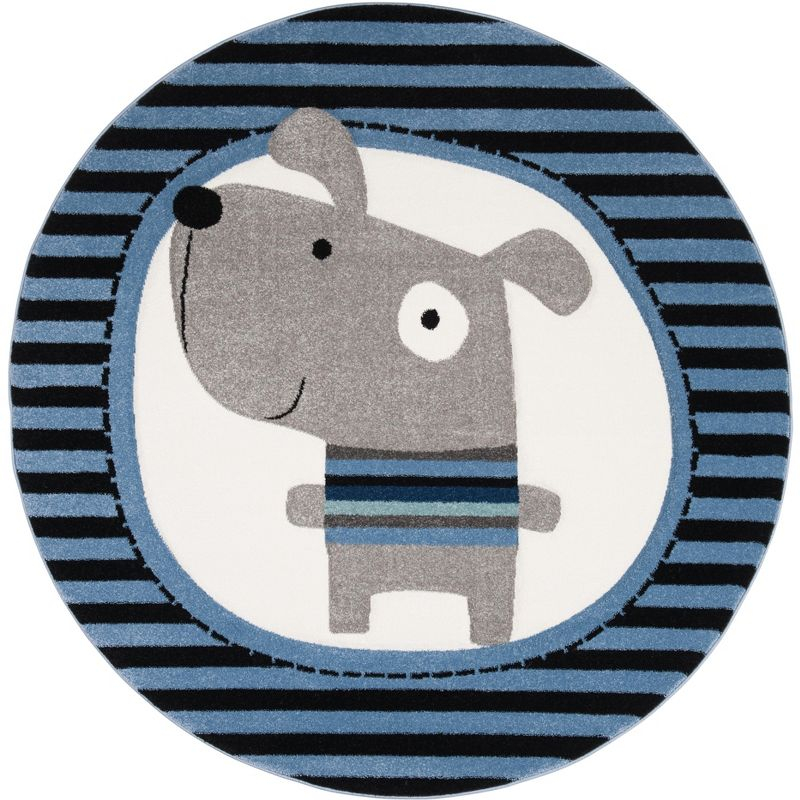 Carousel Kids CRK126 Power Loomed Area Rug - Navy/Ivory - 5'3" round - Safavieh.