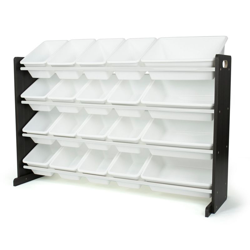 Extra Large Kids' Toy Storage Organizer with 20 Storage Bins Espresso/White - Humble Crew: Playroom Bin Shelf, MDF