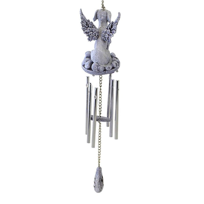 Roman 15.5 Inch Dog Memorial Windchime Angel Wings Pawprints Heart Bells And Wind Chimes