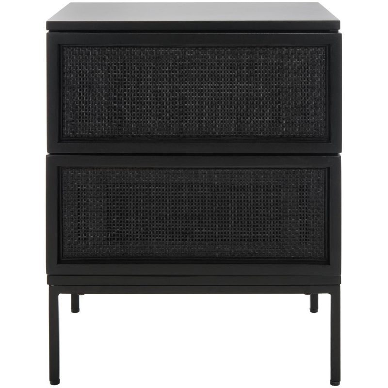 Zadie 2 Drawer Rattan Nightstand - Black - Safavieh