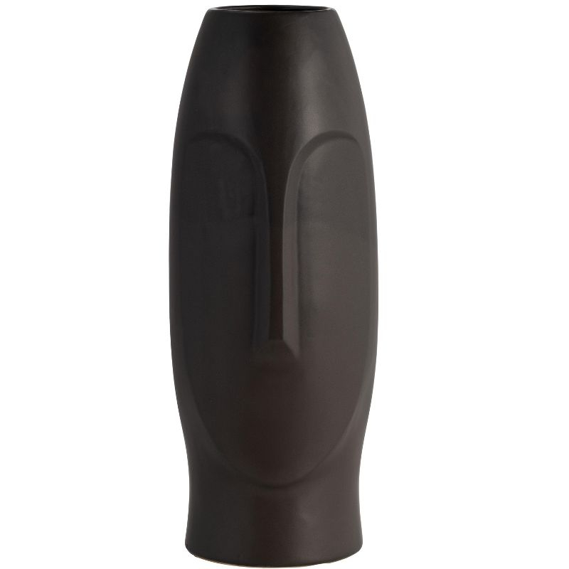 Sagebrook Home 14" Ceramic Face Vase - Ceramic Table Decor, Rustic Decorative Centerpiece For Home, Wedding, Office Decor - Black Vase Decor