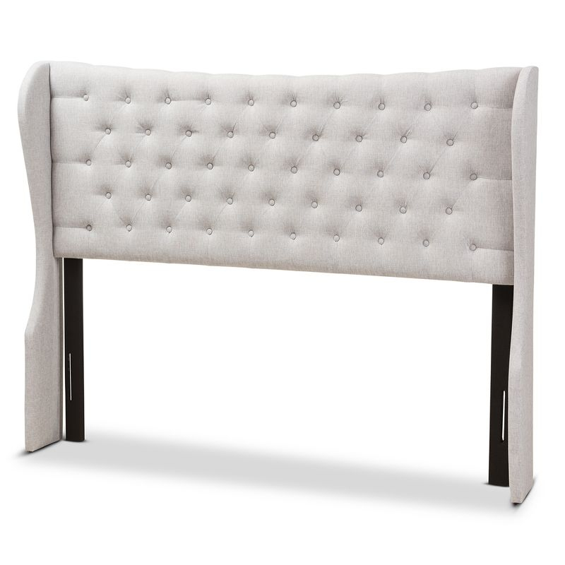 King Cadence Modern and Contemporary Fabric Button Tufted Winged Headboard Gray - Baxton Studio
