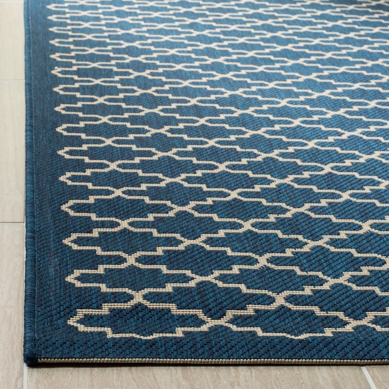 Courtyard CY6919 Power Loomed Indoor and Outdoor Area Rug - Navy/Beige - 4'x5'7" - Safavieh