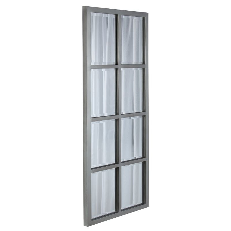 17" x 42" Stryker Windowpane Framed 8-Pane Wall Mirror Silver - Kate and Laurel: Beveled, Easy Mount