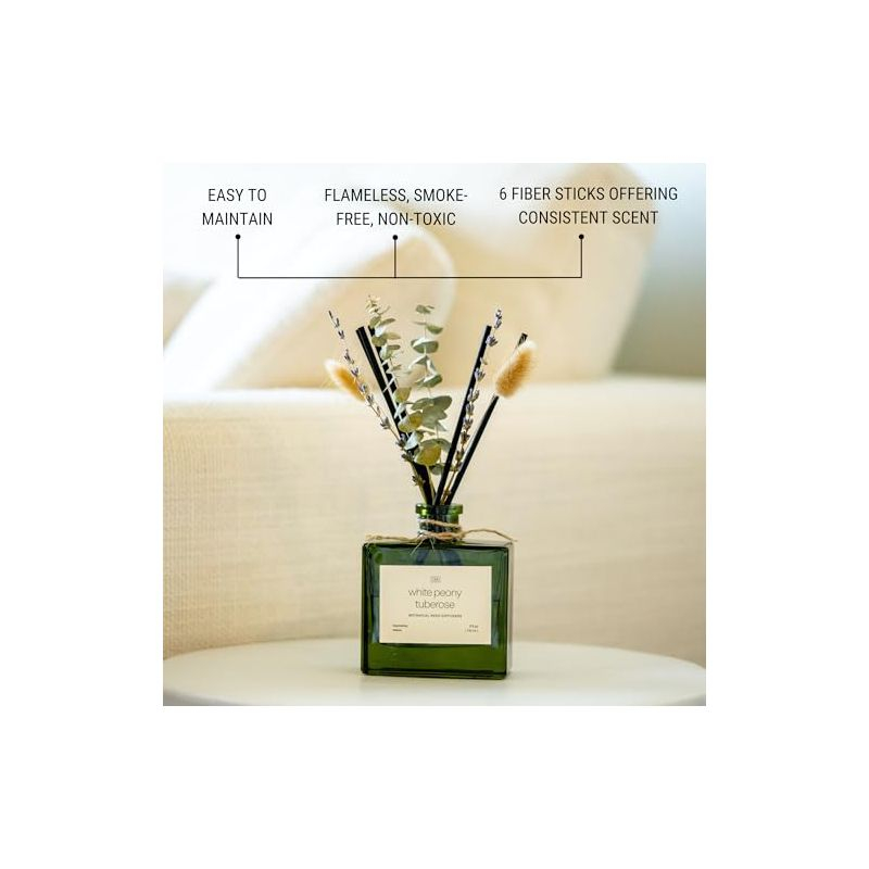 Craft & Kin Reed Diffuser Set With Flower For Home With White Peony Tuberose Scent