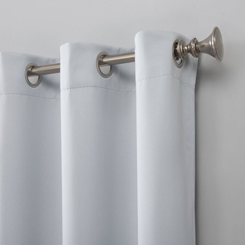 54"x95" Sun Zero Blackout Kenneth Energy Saving Grommet Curtain Panel White: Modern Polyester Curtain Panel