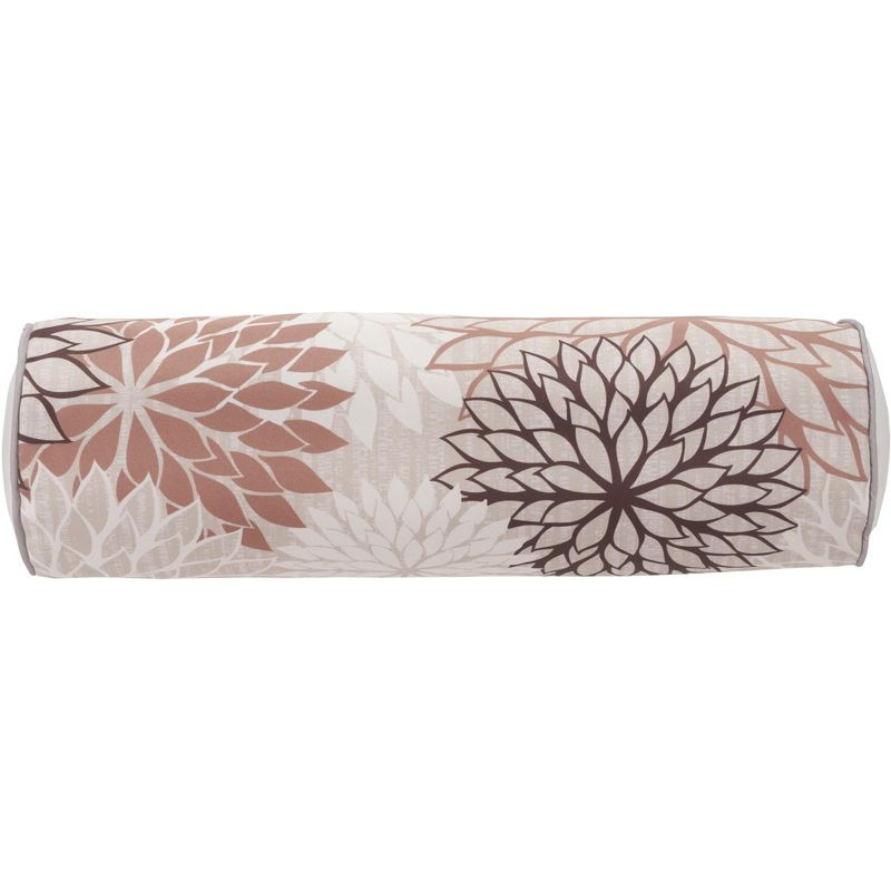 Mina Victory Aloha Floral Tropical Outdoor Throw Pillow Natural 6" x 20"