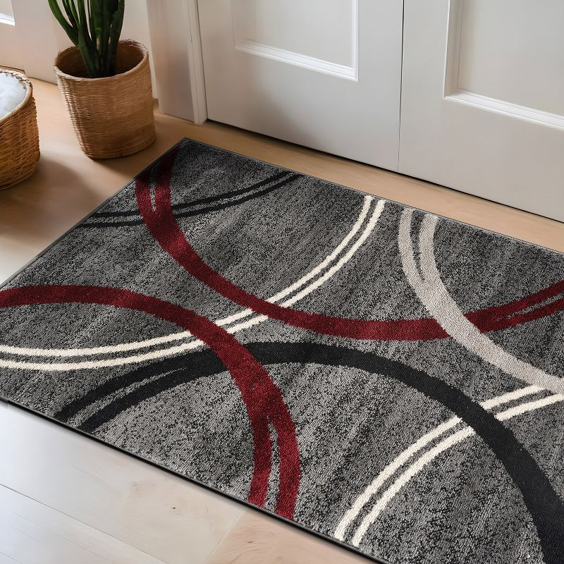 World Rug Gallery Contemporary Abstract Circles Design Area Rug - RED 2'7"x4'