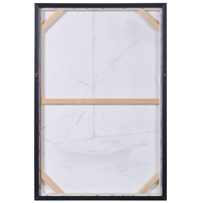 35"x24" Lifted Sail Hand Painted Framed Canvas Art Yellow - StyleCraft: Nautical Abstract Wall Decor