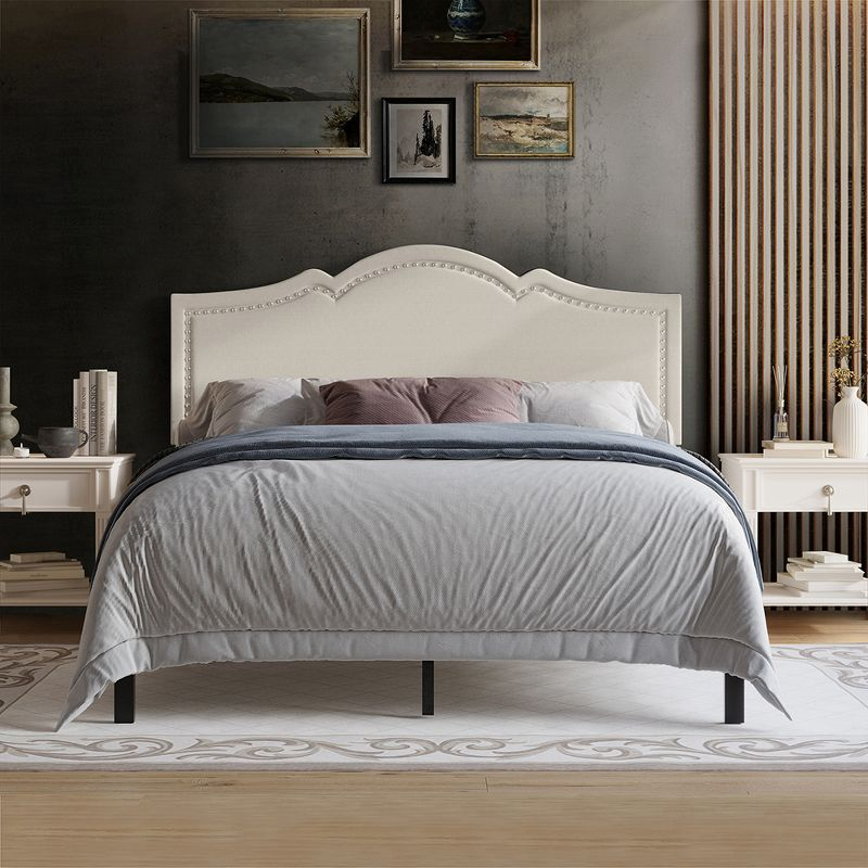 CasePiece Full Size Platform Bed Warm Grey Linen