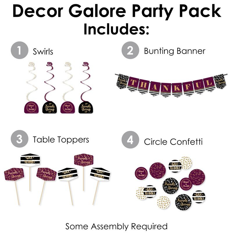 Big Dot of Happiness Elegant Thankful for Friends - Friendsgiving Thanksgiving Party Supplies Decoration Kit - Decor Galore Party Pack - 51 Pieces