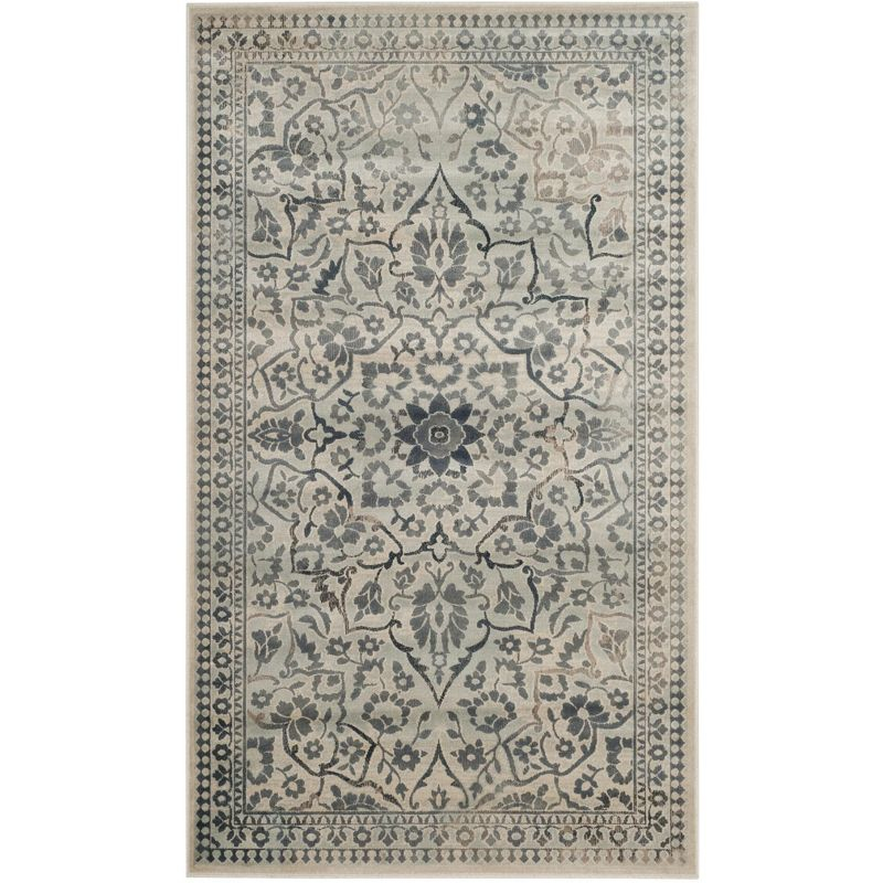 Vintage VTG175 Power Loomed Indoor Skid-Resistant Area Rug - Cream/Light Blue - 4'x5'7" - Safavieh