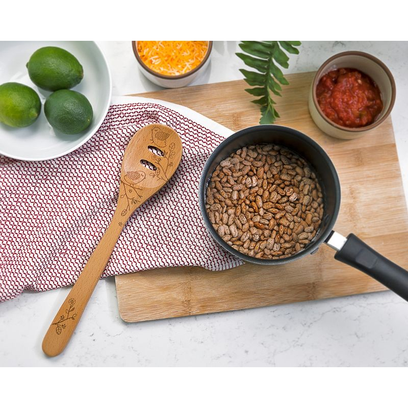 Talisman Designs Laser Etched Beechwood Slotted Spoon, Woodland Collection, Set of 1