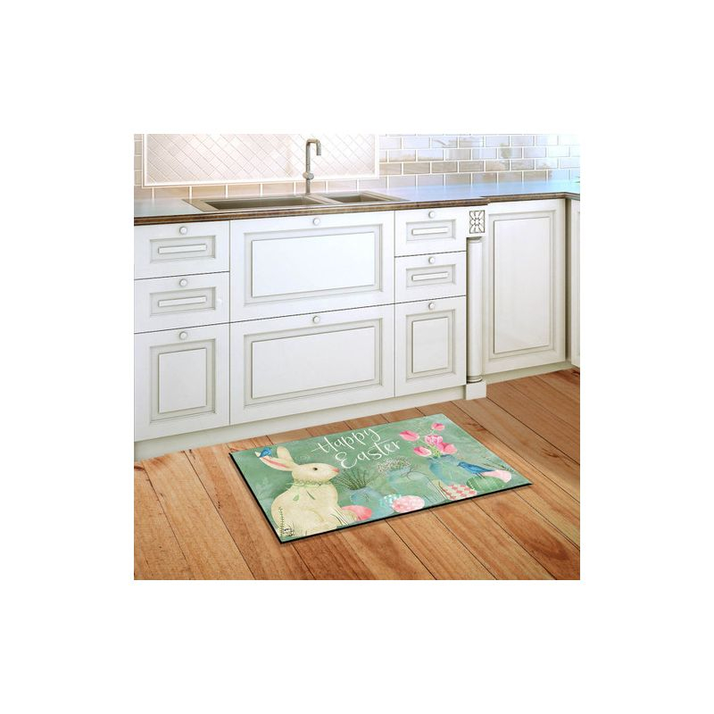 Easter Bunny and Tulips Primitive Doormat Floral 30" x 18" Briarwood Lane