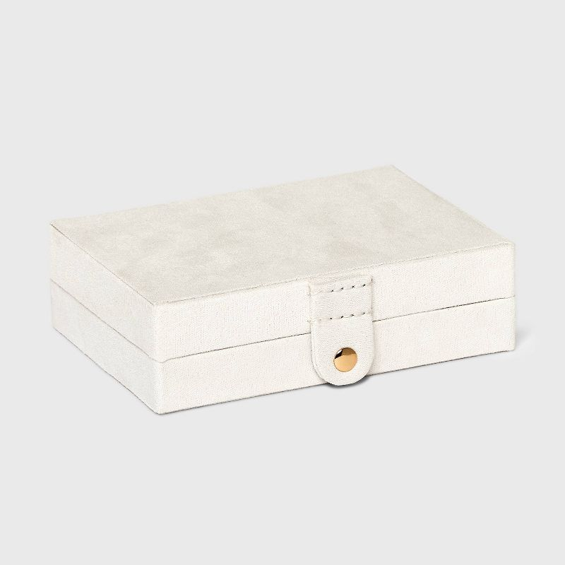 Two Drawer Organizer Jewelry Box - A New Day™ Cream: Polyurethane Storage with Divided Tray, Mirror, Rectangle Shape
