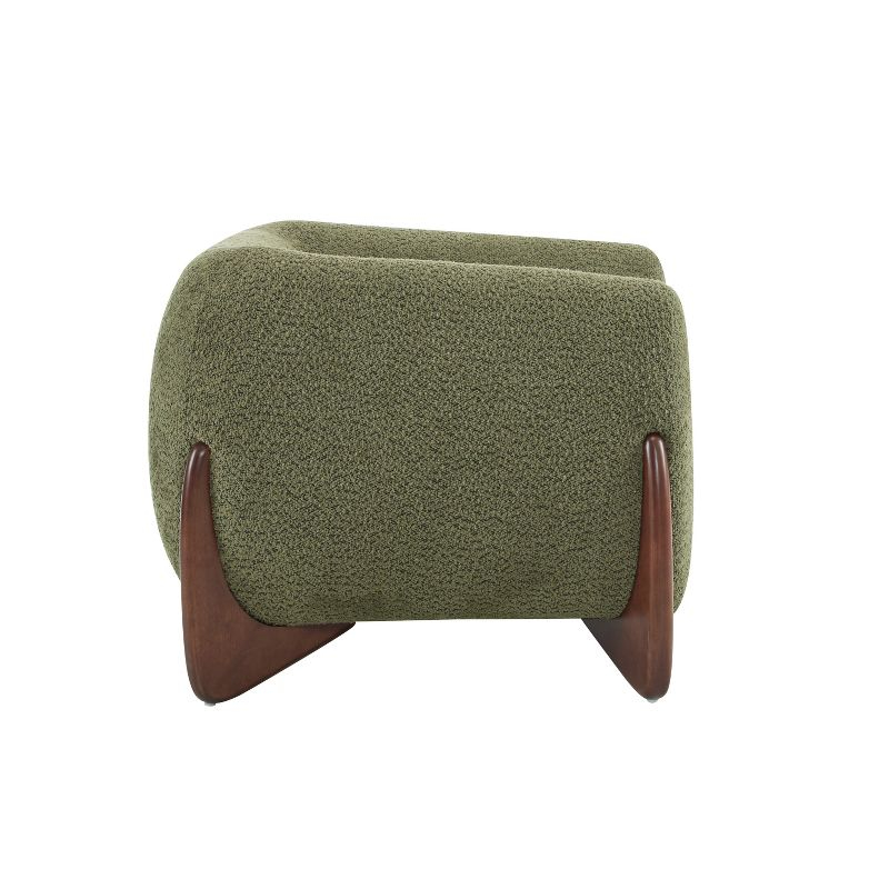 Christopher Knight Home Raymond Birch Wood Boucle Upholstered Club Chair, Olive Green