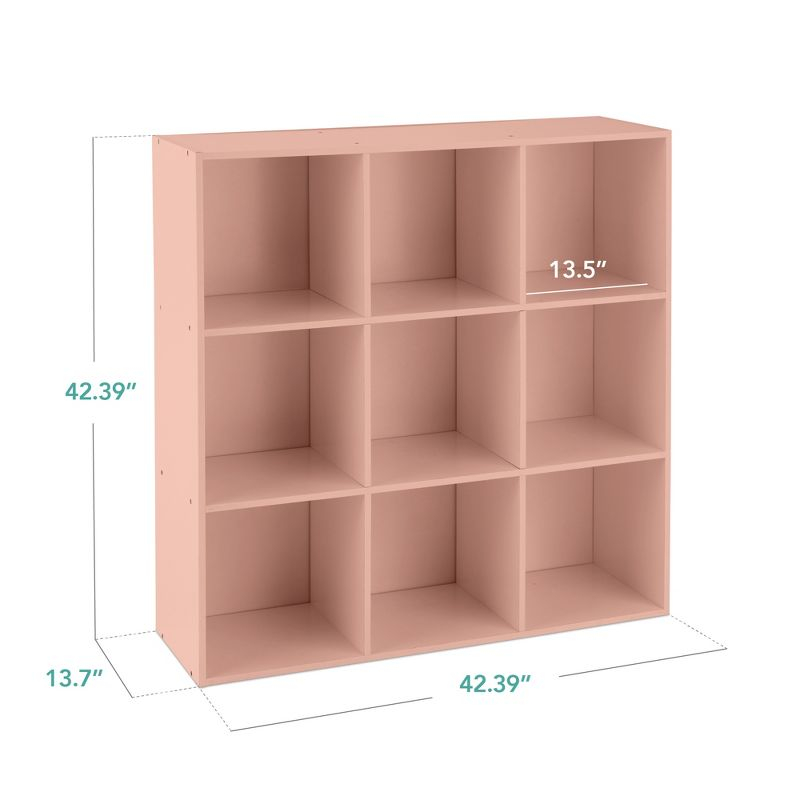 Best Choice Products 9-Cube Bookshelf, 13.5in Display Storage System, Organizer w/ Removable Back Panels - Light Pink