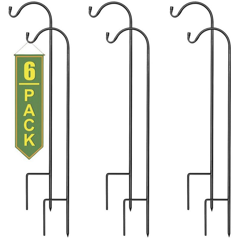 Sorbus Set of 6 Shepherds Hooks for Outdoor - Extendable Garden Stakes for Plants, Lights, Lanterns, Flower Baskets, and More