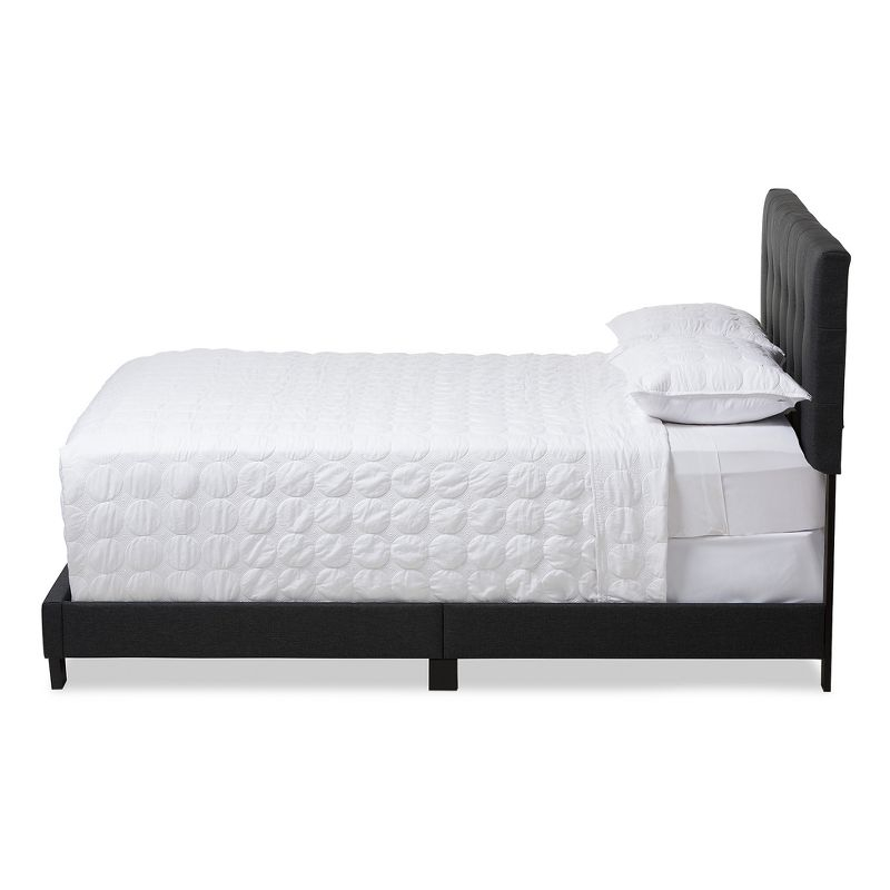 King Brookfield Modern and Contemporary Fabric Bed Charcoal Gray - Baxton Studio: Upholstered Headboard, Rubberwood