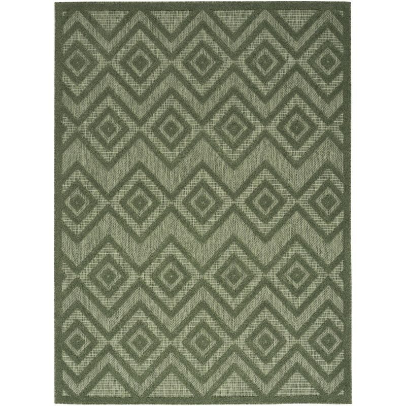 Nourison Versatile Diamond Geometric Flatweave Indoor Outdoor Area Rug Green 5' x 7'