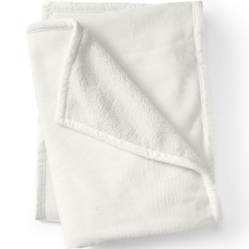Lands' End High Pile Fleece Throw Blanket - 50x70 inches - Ivory