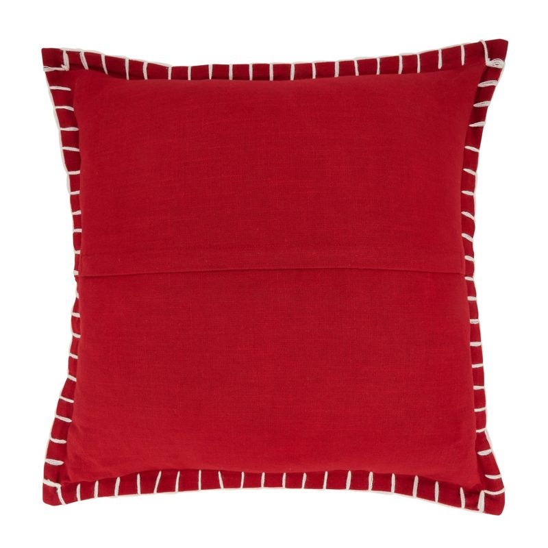 20"x20" Oversize Minimalist Chic Chunky Whip Stitch Square Throw Pillow Cover Red - Saro Lifestyle: Cotton, Zipper Closure, Machine Washable