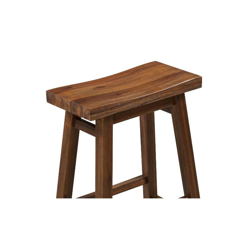 29" Sonoma Saddle Barstool Chestnut - Boraam: Solid Rubberwood, Wire-Brush Finish, Footrests