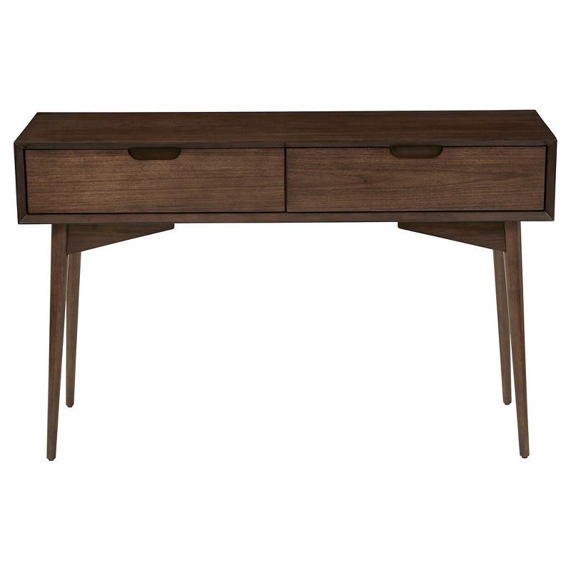 OSP Home Furnishings Copenhagen Console Table Walnut: 47.75" Wide, 2 Drawers, Wood Frame & Surface