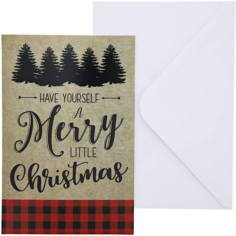 Sustainable Greetings 48 Pack Merry Christmas Cards with Envelopes 4x6 Inch, Festive Holiday Greeting Card for Xmas, 6 Red Plaid Designs