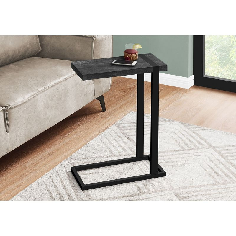Monarch Specialties Accent Table, C-shaped, End, Side, Snack, Living Room, Bedroom, Black Laminate, Black Metal, Contemporary, Modern