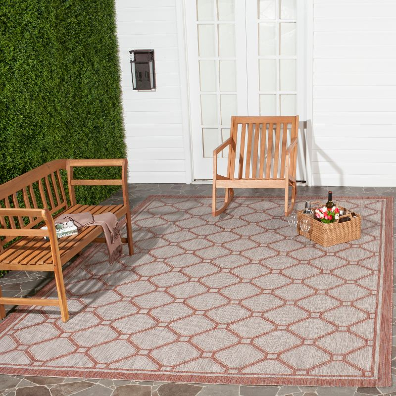 Courtyard CY8474 Power Loomed Indoor/Outdoor Area Rug - Red/Beige - 6'7"x9'6" - Safavieh.