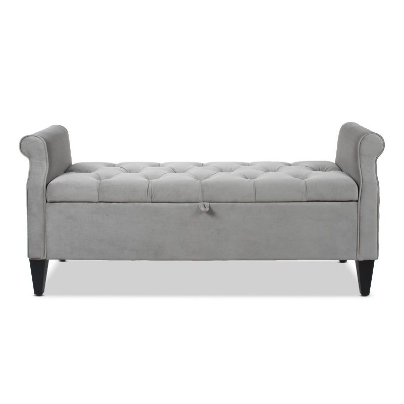 NicBex Modern 57.5" Storage Bench Wood Accent Stools with Tufted Top and Rolling Arms for Bedroom and Entryway, Gray