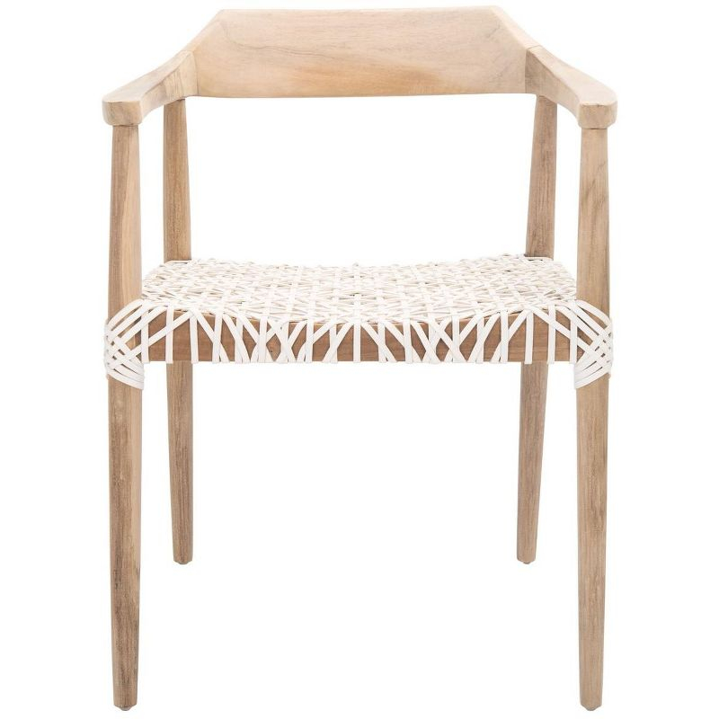 Munro Leather Woven Accent Chair - ACH1005 - Natural/White - Safavieh