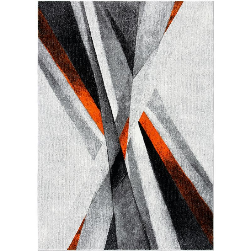 Hollywood HLW710 Machine Made Area Rug - 9'x12' - Grey/Orange - Safavieh