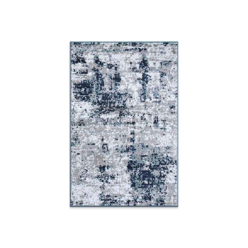 World Rug Gallery Distressed Abstract Area Rug - Blue 2'7"x4'