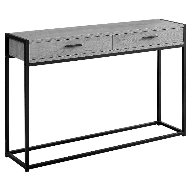 Monarch Specialties Accent Table Console Entryway Narrow Sofa Storage Drawer Living Room Bedroom Grey Laminate Black Metal Contemporary Modern