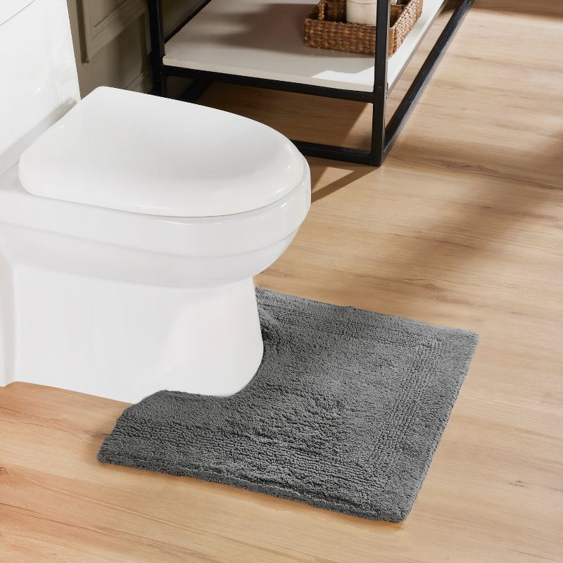 Better Trends Lux 100% Cotton Tufted Solid Reversible Bath Rug 20" x 20" Contour - Gray