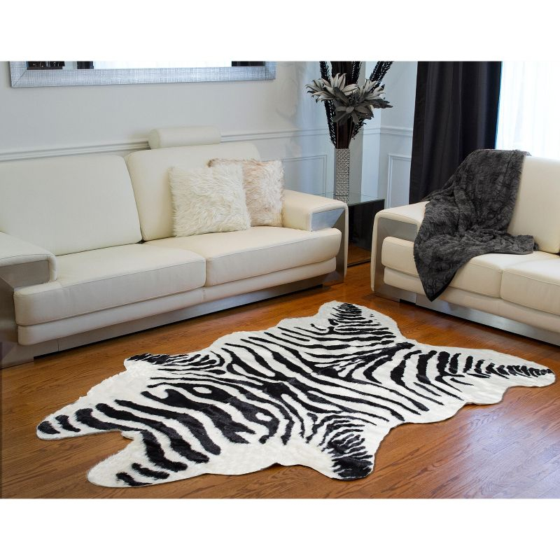 Luxe Classic Faux Hide Rug | Denton zebra black on white | 5.25'x7.5'