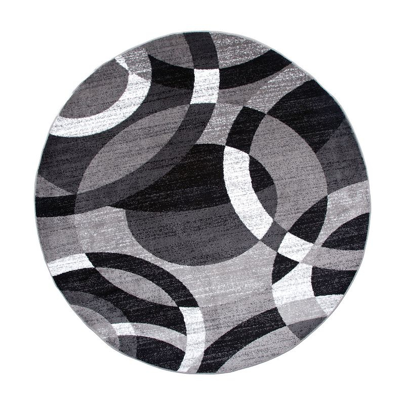 World Rug Gallery Geometric Circles Gray 6'6" Round Rug