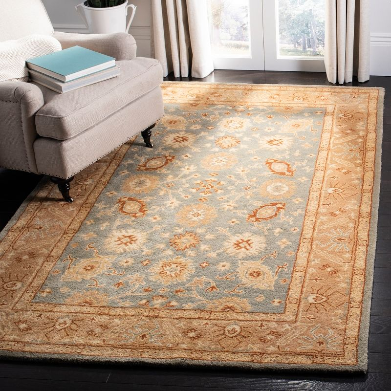 Antiquity AT61 Hand Tufted Indoor Area Rug - Blue/Beige - 5'x8' - Safavieh