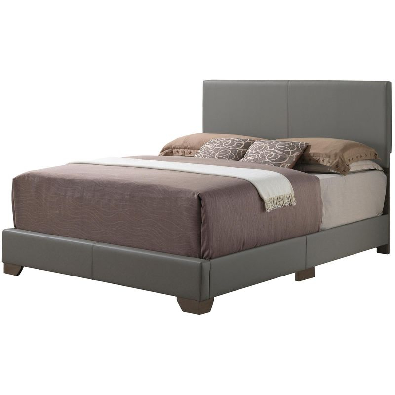 Passion Furniture Aaron Light Grey Upholstered Full Panel Bed