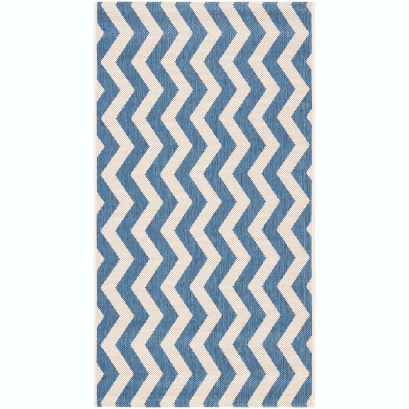 Courtyard CY6245 Power Loomed Indoor and Outdoor Accent Rug - Blue/Beige - 2'7"x5' - Safavieh