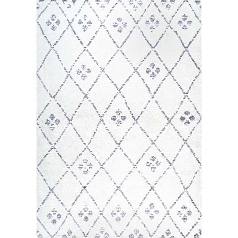 3' X 5' Izil Moroccan Geometric Diamond Area Rug, Ivory/Light Gray - JONATHAN Y