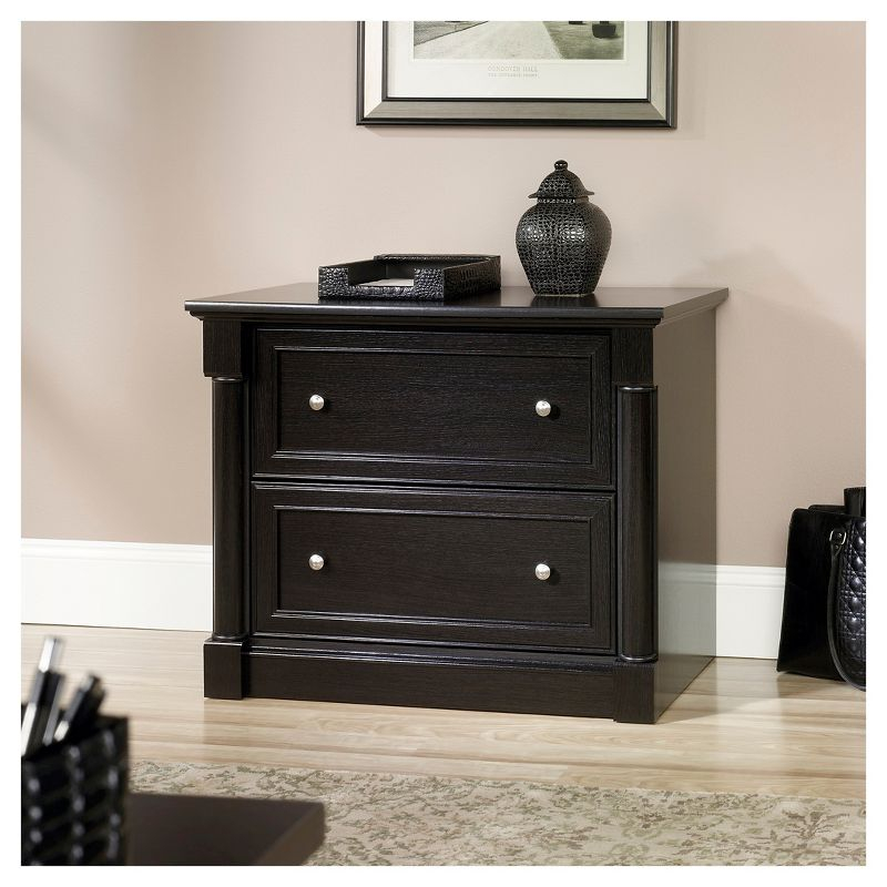 Sauder Palladia Lateral File Cabinet Wind Oak: Mid-Century Modern, 2-Drawer, Particle Board, 29.606"H