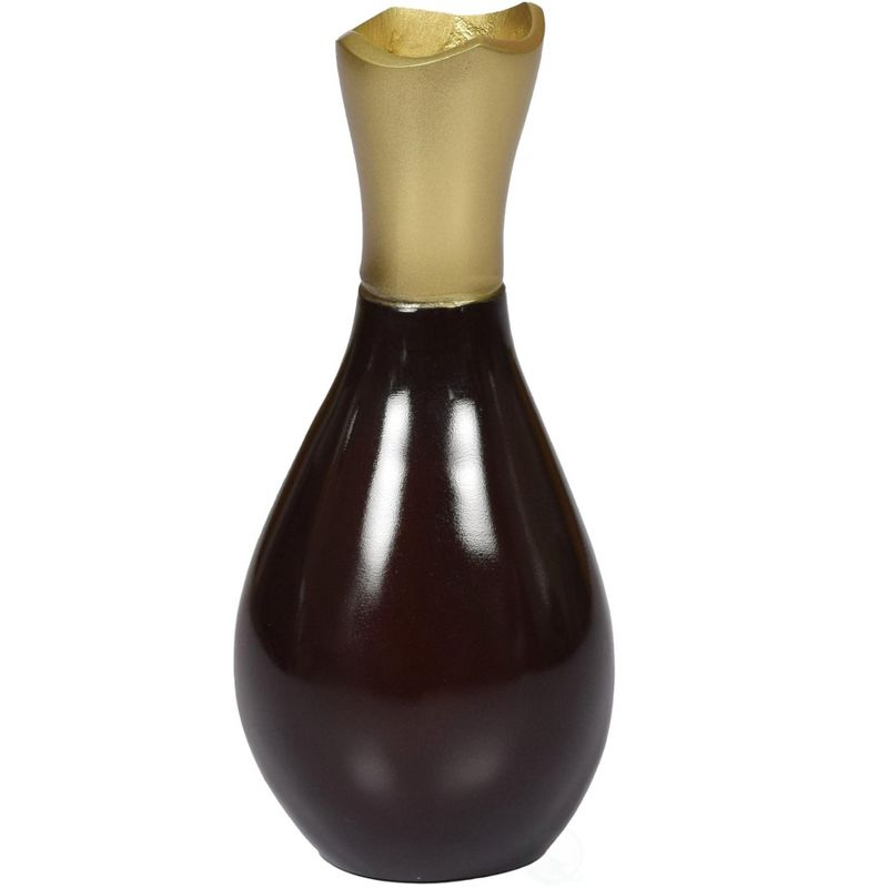 Uniquewise Aluminium-Casted Modern Decorative Flower Table Vase, Two Tone Brown and Gold 6.75 Inch