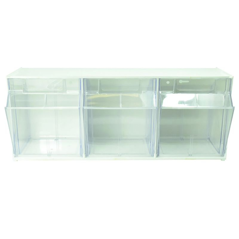 Deflecto® Tilt Bin® Interlocking Storage Bins, 6-Bin Unit, White