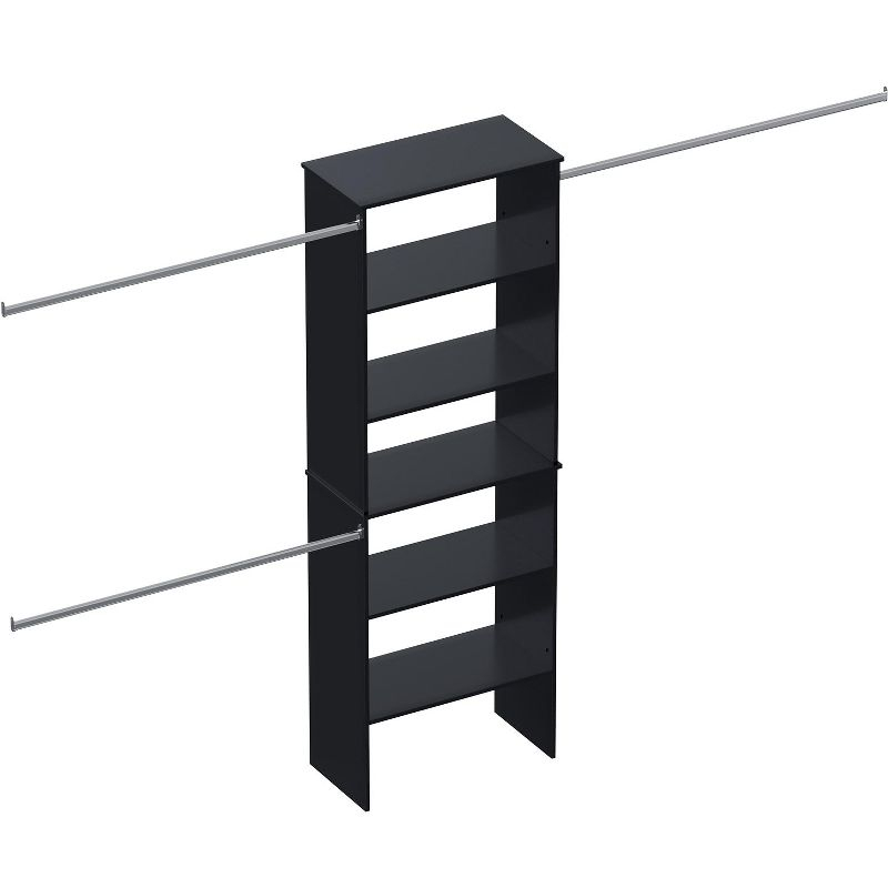 LOVMOR Wood Closet Organizer Starter Kit Tower with 3 Hang Rods