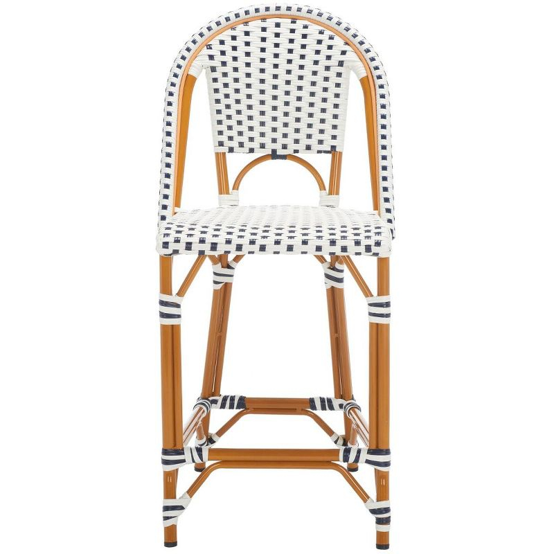 California Counter Stool - Indoor/Outdoor - PAT7532 - White/Navy - Safavieh