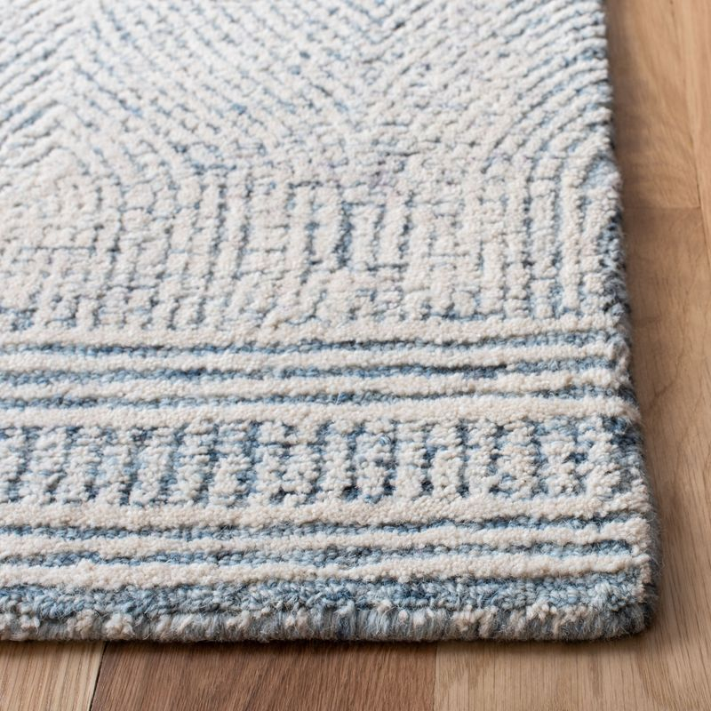Abstract ABT340 Handmade Indoor Runner - Ivory/Blue - 2'-3"x20' - Safavieh