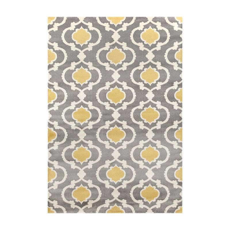 World Rug Gallery Moroccan Trellis Contemporary Indoor Area Rug - Yellow gray 6'6" x 9'